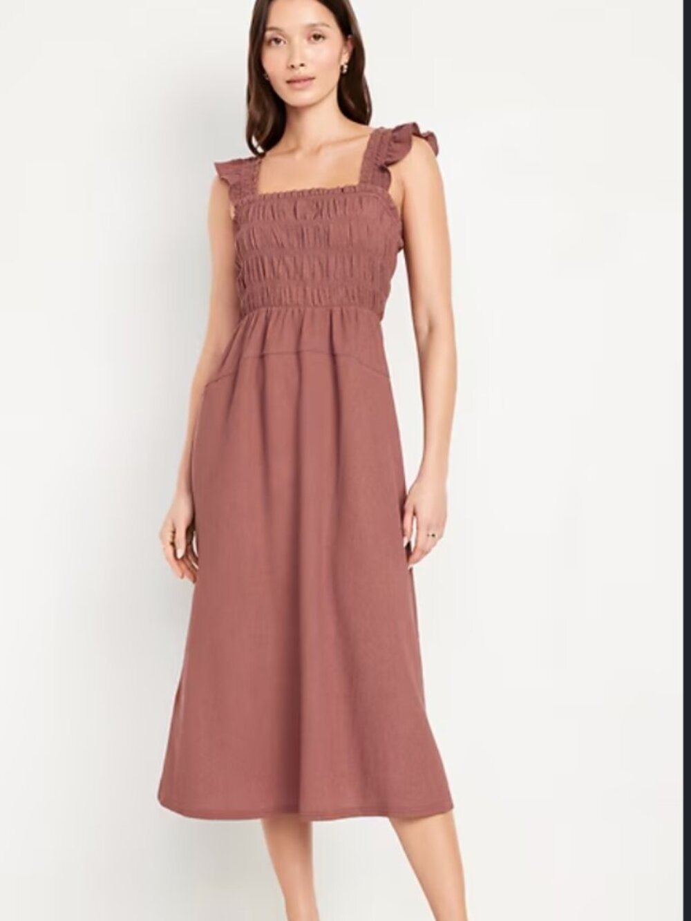 Old Navy fit & Flare light weight smocked midi dress Sz L Tall